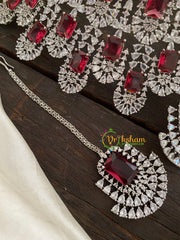 Red Stone Kiara Advani Bridal Choker Set- American Diamond Bridal Set -G7901