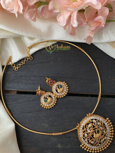 Premium Peacock Pendant Hasli Choker-Green White-G2432