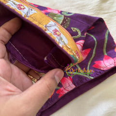 Purple Lotus Printed Cotton Silk Blouse -VS3069