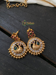 Premium Peacock Pendant Hasli Choker-Green White-G2432