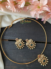 Premium AD Stone Pendant Hasli Choker-Green-G2430