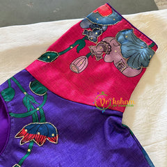 Violet with Pink Printed Cotton Silk Blouse -VS3067