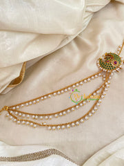 Chandh-Premium Jada Bun Billai with Maatil -Bridal Bun Jada Billai -Green Red -G9478