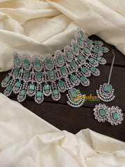 Sea Green Kiara Advani Bridal Choker Set- American Diamond Bridal Set -G7900