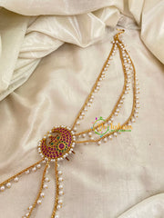 Chandh -Premium Jada Bun Billai with Maatil -Bridal Bun Jada Billai -Red Green-G9479