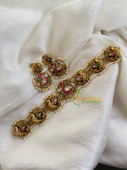 Premium Kundan High Neck Choker-Peacock-G6038
