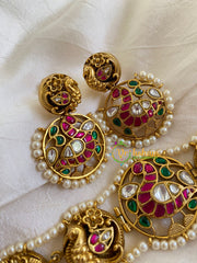 Premium Kundan High Neck Choker-Peacock-G6038
