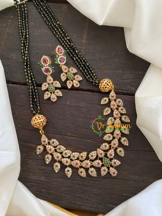 AD Stone Pendant Mangalsutra -Floral-G7908