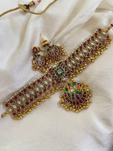 Premium High Neck Choker - Red Green-Ghungroo -G5976