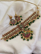 Premium High Neck Choker - Red Green-Green Bead -G5977