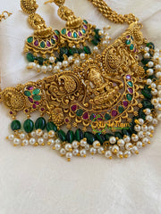 Premium Lakshmi High Neck Choker -Green Bead Pearl-G5978