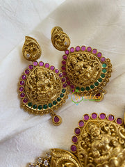 Premium AD Stone Lakshmi High Neck Choker-Red-G5980