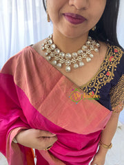 White Victorian Diamond High Neck Choker-VV015