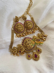 Premium AD Stone Lakshmi High Neck Choker-Red-G6000