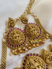 Premium AD Stone Lakshmi High Neck Choker-Red-G6000