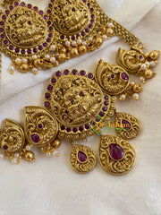 Premium AD Stone Lakshmi High Neck Choker-Red-G6000