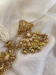 Unique White AD Stone Pendant Pearl Choker-G5996