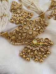 Unique White AD Stone Pendant Pearl Choker-G5996