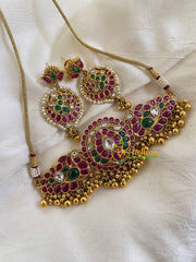 AD Stone Peacock High Neck Choker-Gold -G6001