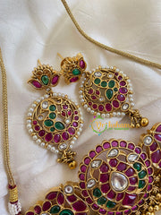 AD Stone Peacock High Neck Choker-Gold -G6001