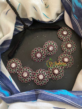 AD Stone Silver Choker Neckpiece-Red Green-S308