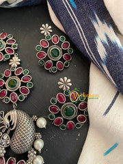 Red Green AD Stone Peacock Neckpiece-S312