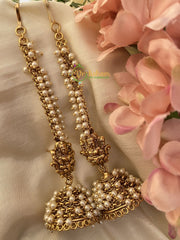 Premium Antique Pearl Lakshmi Jhumkas -G2553