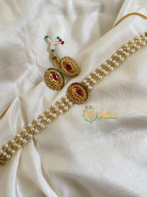 Gold look alike Pearl High Neck Choker-Branch-Red Green-G6016