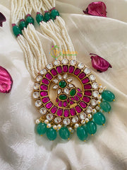 Precious Jadau Kundan Pendant Pearl Malai -J468