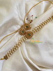 Gold look alike Pearl High Neck Choker-Peacock -Pastel Green-G6021
