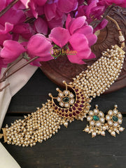 Pearl Half Moon High Neck Choker-G2408