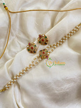 Gold look alike Pearl Navarathna Pendant High Neck Choker-G6027