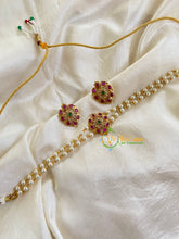 Gold look alike Pearl High Neck Choker-Red-Tilak-G6032