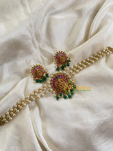 Pearl Temple High Neck Choker-Lakshmi -Green Bead-G6031