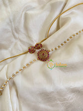 AD Stone Pearl High Neck Choker -Red-G6036