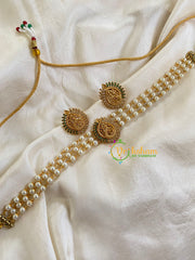 Pearl Temple High Neck Choker-Peacock -Green White-G6029