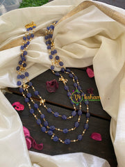 3 Layered Blue Bead Malai with AD Stone-P021