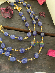 3 Layered Blue Bead Malai with AD Stone-P021