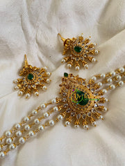 Gold look alike Pearl High Neck Choker-Green-Tilak-G6033