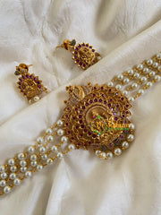 Pearl Temple High Neck Choker-Lakshmi -Pearl-G6034