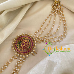 Round Jada Bun Billai with Maatil -Bridal Bun Jada Billai -Red Green-G9505