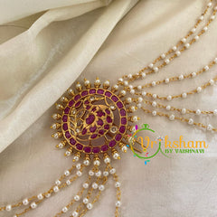 Round Jada Bun Billai with Maatil -Bridal Bun Jada Billai -Red White-G9504