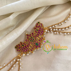 Dual Peacock Jada Bun Billai with Maatil -Bridal Bun Jada Billai -Red Green-G9507