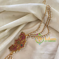 Dual Peacock Jada Bun Billai with Maatil -Bridal Bun Jada Billai -Red Green-G9507