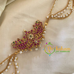 Dual Peacock Jada Bun Billai with Maatil -Bridal Bun Jada Billai -Red White Green-G9509