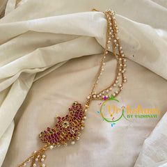 Dual Peacock Jada Bun Billai with Maatil -Bridal Bun Jada Billai -Red White Green-G9509