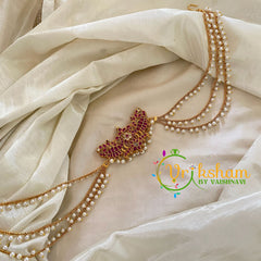 Dual Peacock Jada Bun Billai with Maatil -Bridal Bun Jada Billai -Red White-G9510