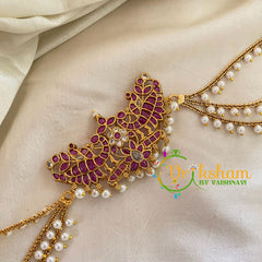 Dual Peacock Jada Bun Billai with Maatil -Bridal Bun Jada Billai -Red White-G9510