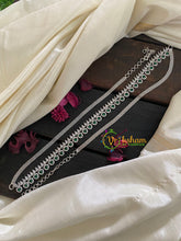 White Tone American Diamond Hip Chain-Green-G3872