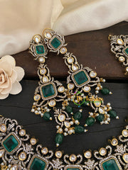 Green Victorian Diamond Short Neckpeice -VV240